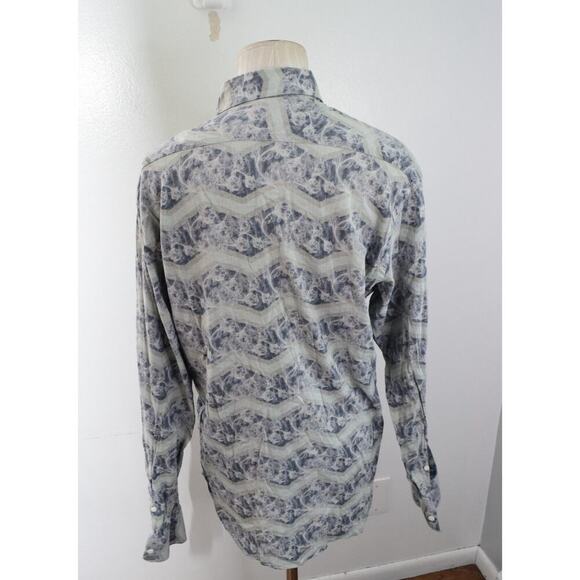 Billy Reid Shirt Mens Medium Standard Cut Long Sleeve Geo Floral Button Italy - Picture 3 of 6
